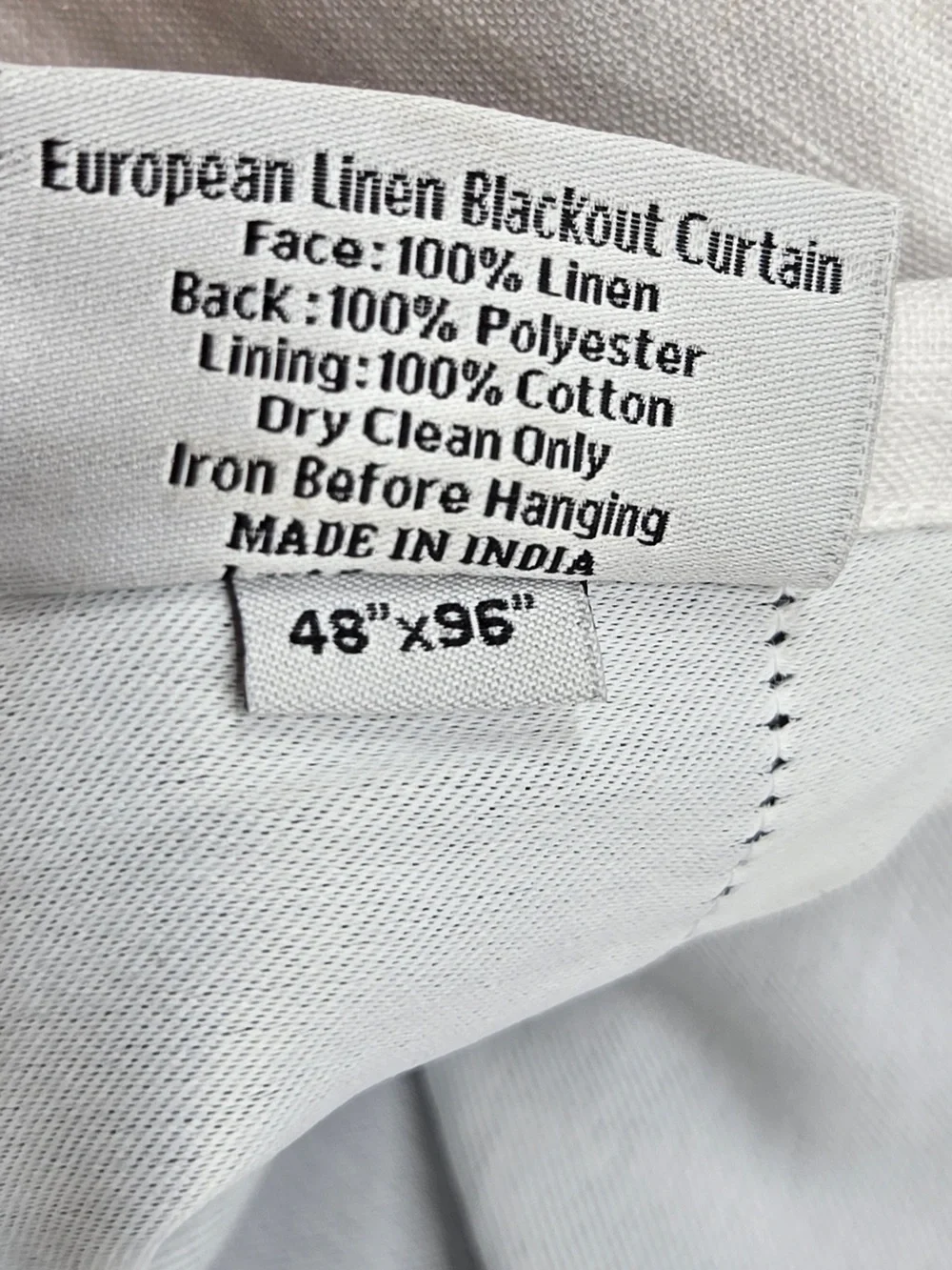 QUINCE Set Of 2 48x96 European Linen True Blackout Curtains White 9510